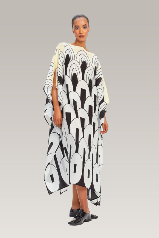 Monochrome Magic | Black & White Party-Wear Kaftan