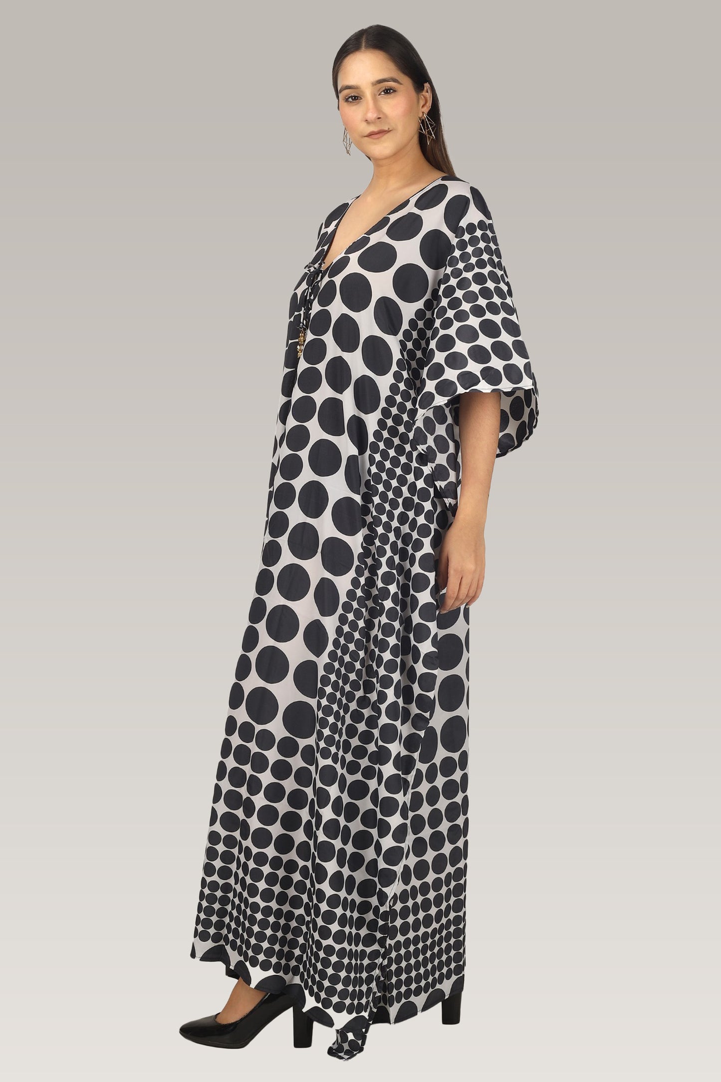 Dazzling Dots | Black Luxe Art Silk Kaftan