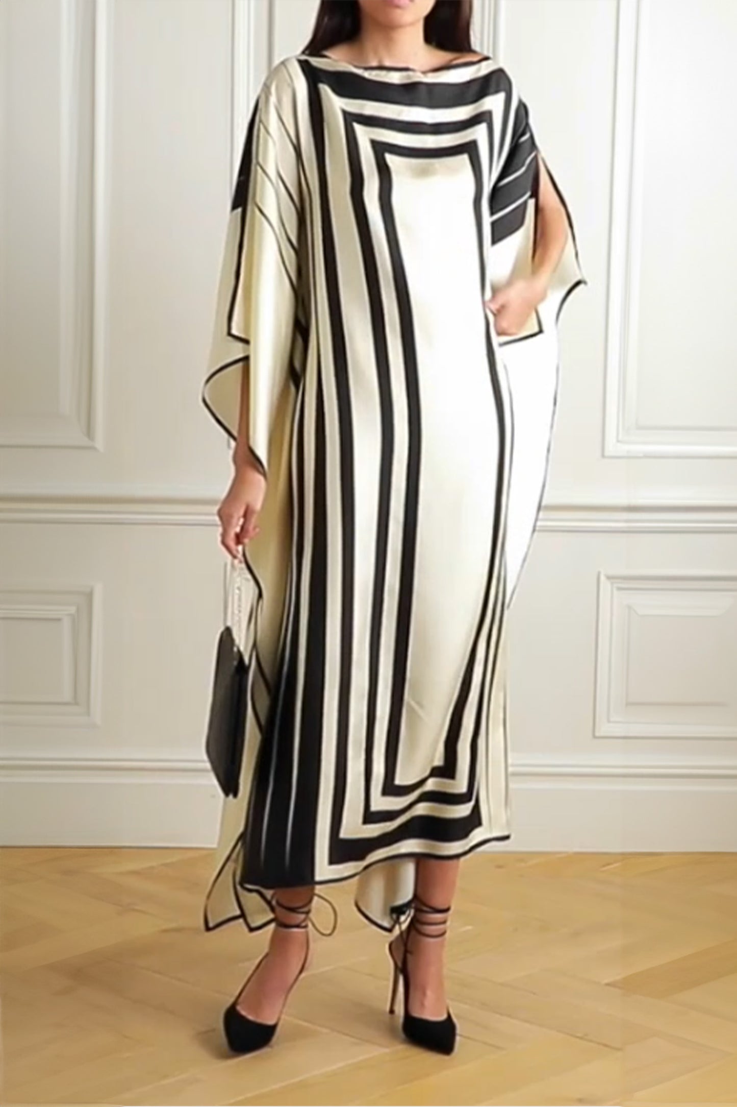 Geo Dream | Black & White Box Print Kaftan