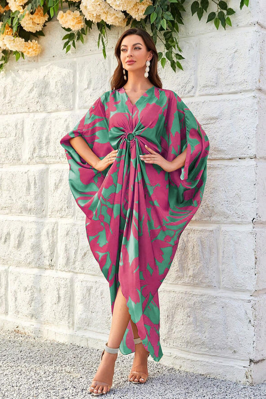 Knotty Nice | Magenta Floral Kaftan Dress