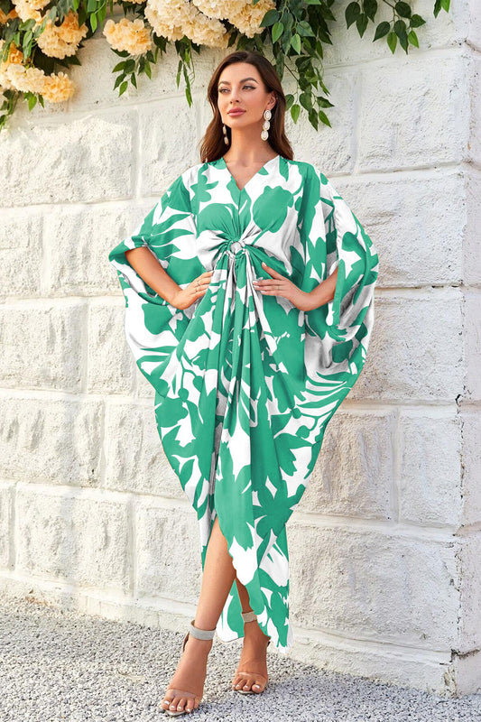 Knotty Nice | Mint Floral Kaftan Dress