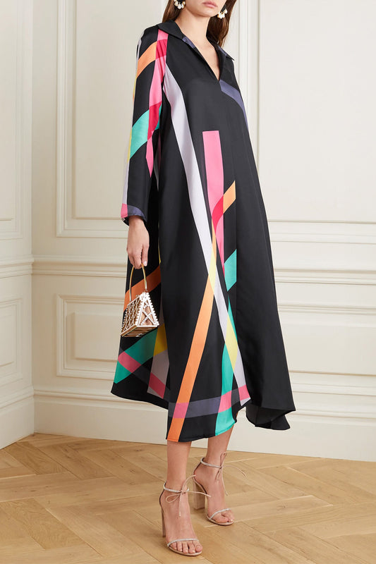 Brushstroke Beauty | Black Party-Wear Kaftan