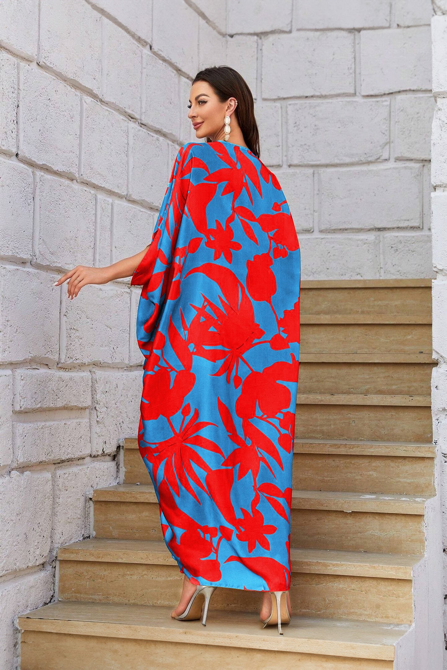 Knotty Nice | Red Floral Kaftan Dress