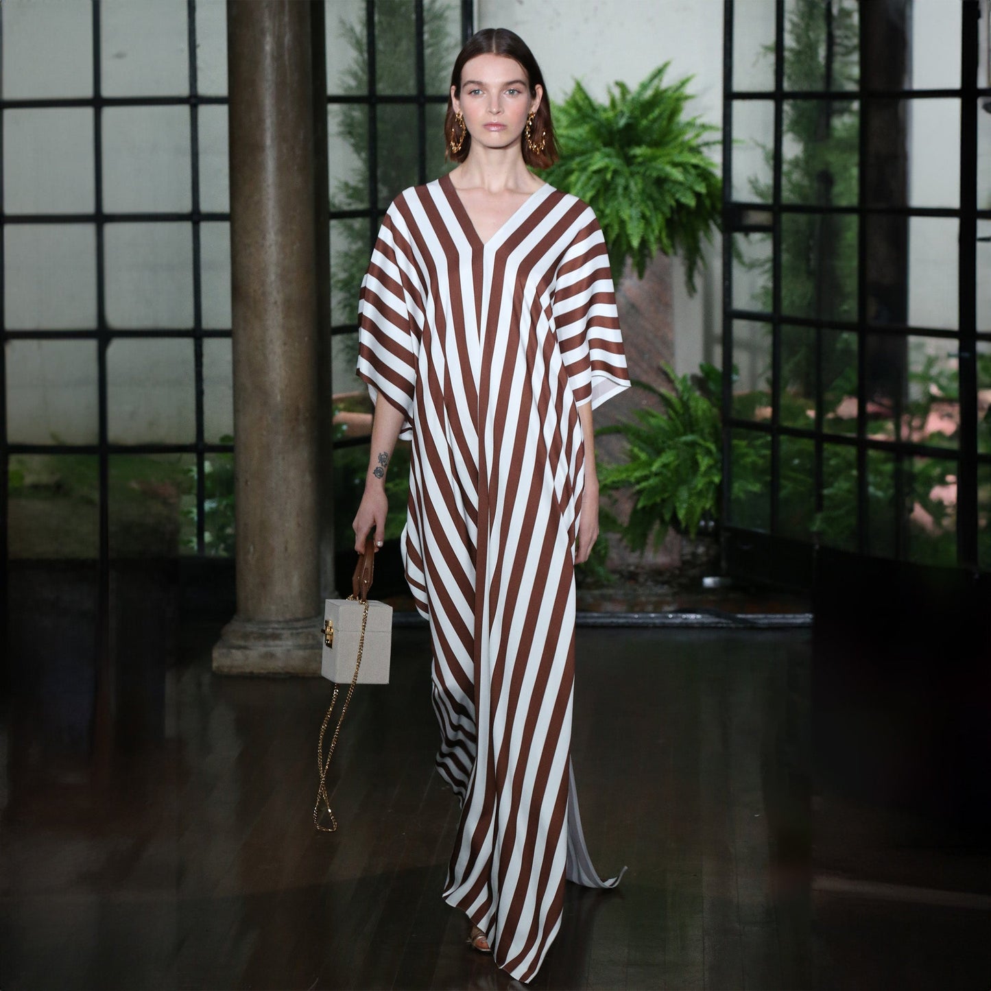 Cocoa Cream | Brown Stripes Kaftan