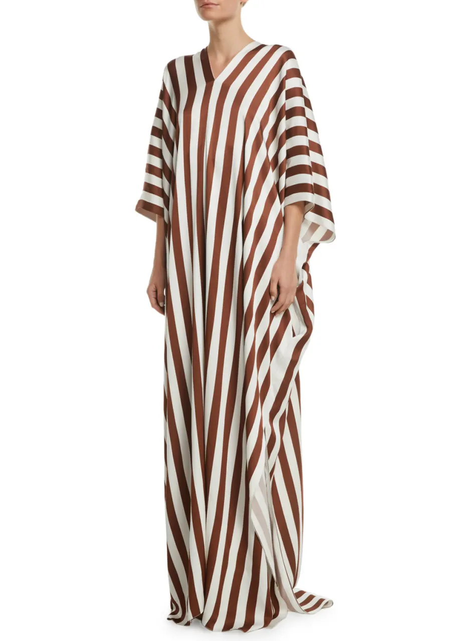 Cocoa Cream | Brown Stripes Kaftan