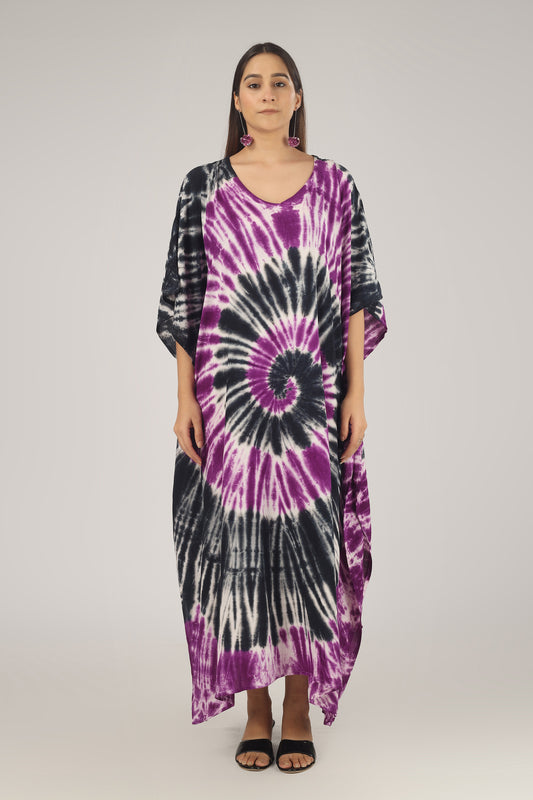 Purple Swirl | 100% Rayon Purple Kaftan With Pockets