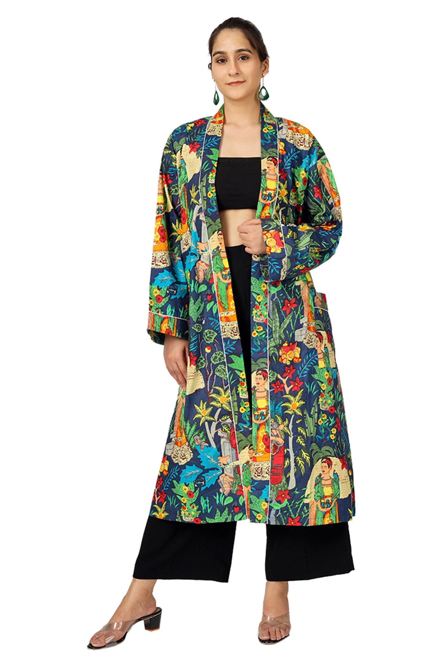 Blue Frida | 100% Cotton Kimono With Pockets