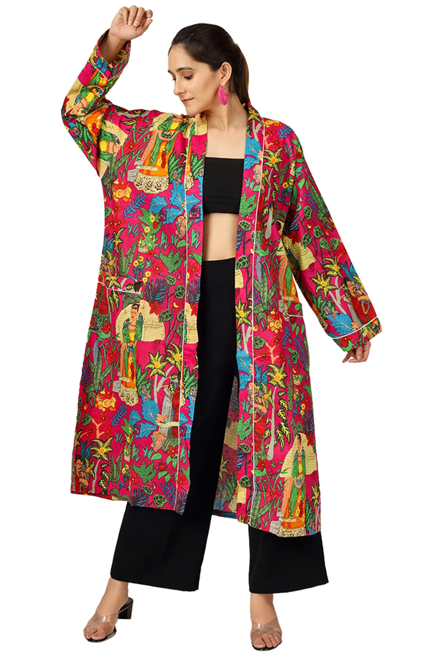 Pink Frida | 100% Cotton Kimono With Pockets