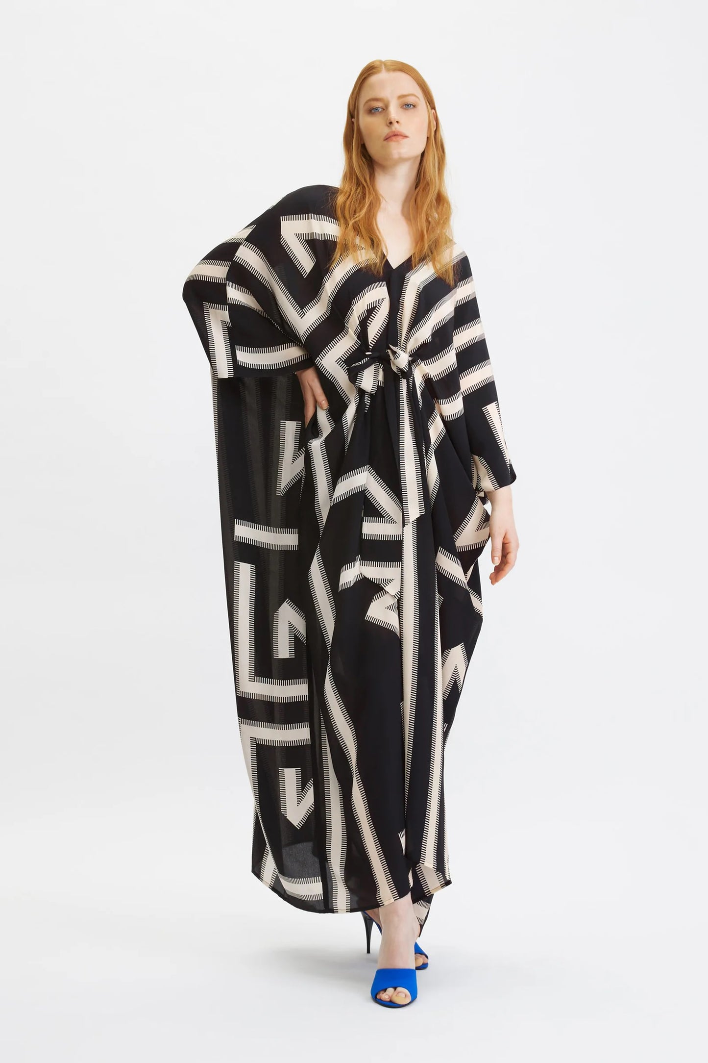 Midnight Mosaic | Black & White Kaftan Dress