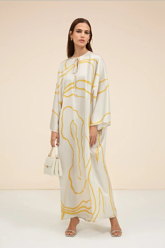 Wavy Wanderlust | Yellow White Kaftan