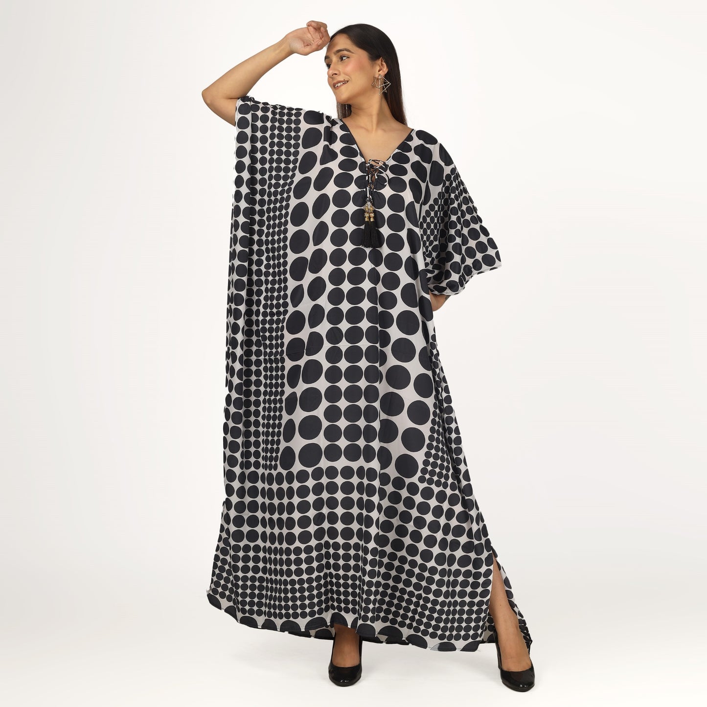 Polka Dots Luxe Art Silk Kaftan Dress