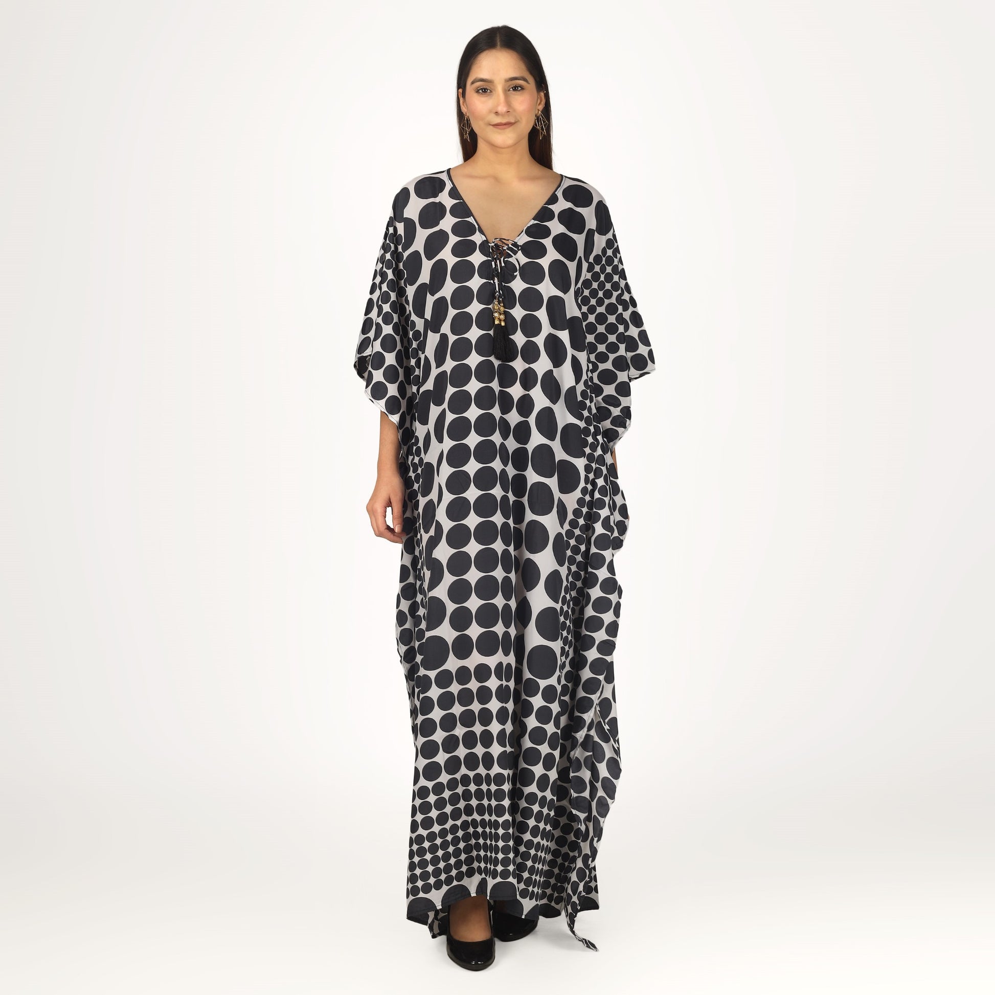 Polka Dots Luxe Art Silk Kaftan Dress