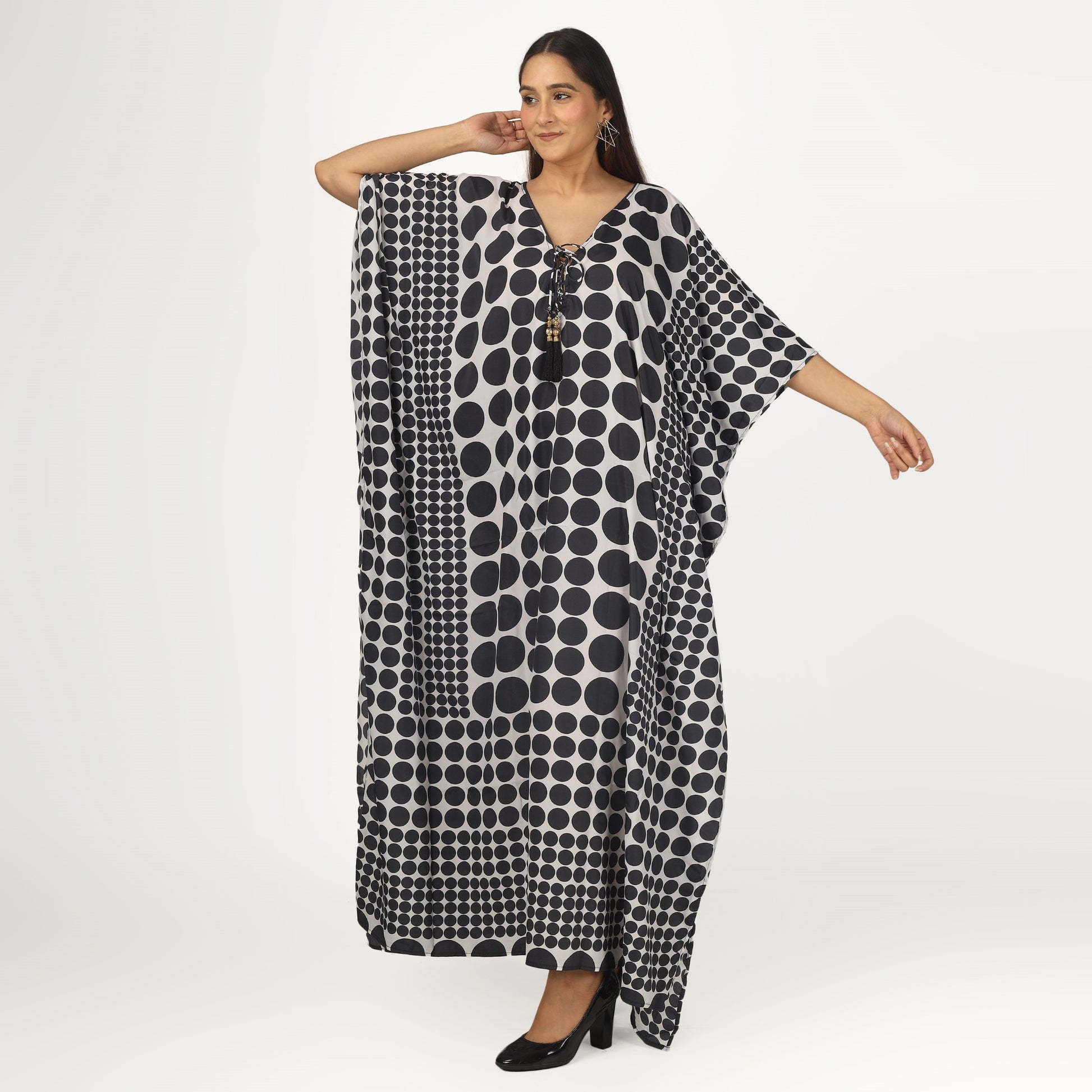 Polka Dots Luxe Art Silk Kaftan Dress