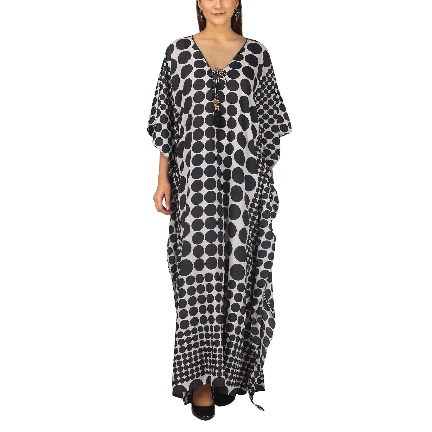 Polka Dots Luxe Art Silk Kaftan Dress